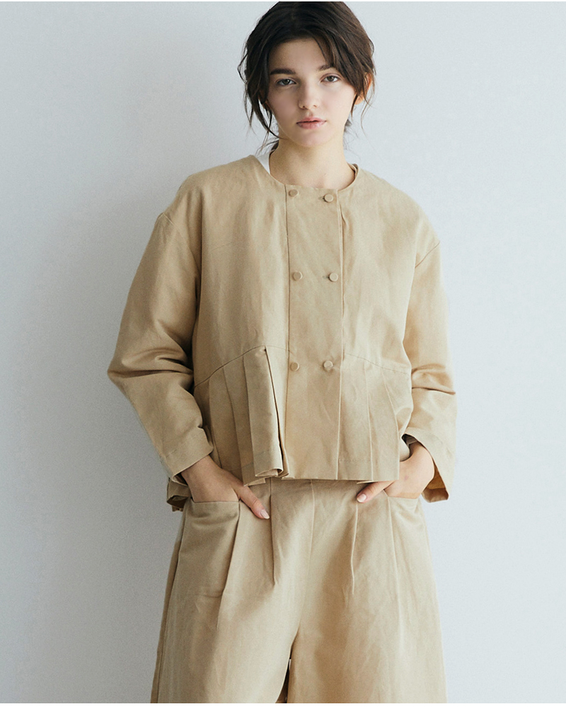 MAGALI(マガリ)ハイカウントコットンリネンダブルボタンジャケットjk11