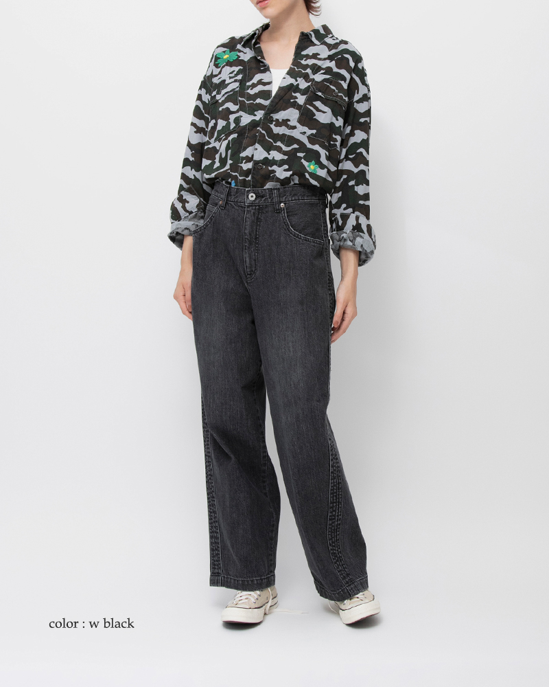 Johnbull(ジョンブル)コットンデニムステッチングラインパンツjl261p05