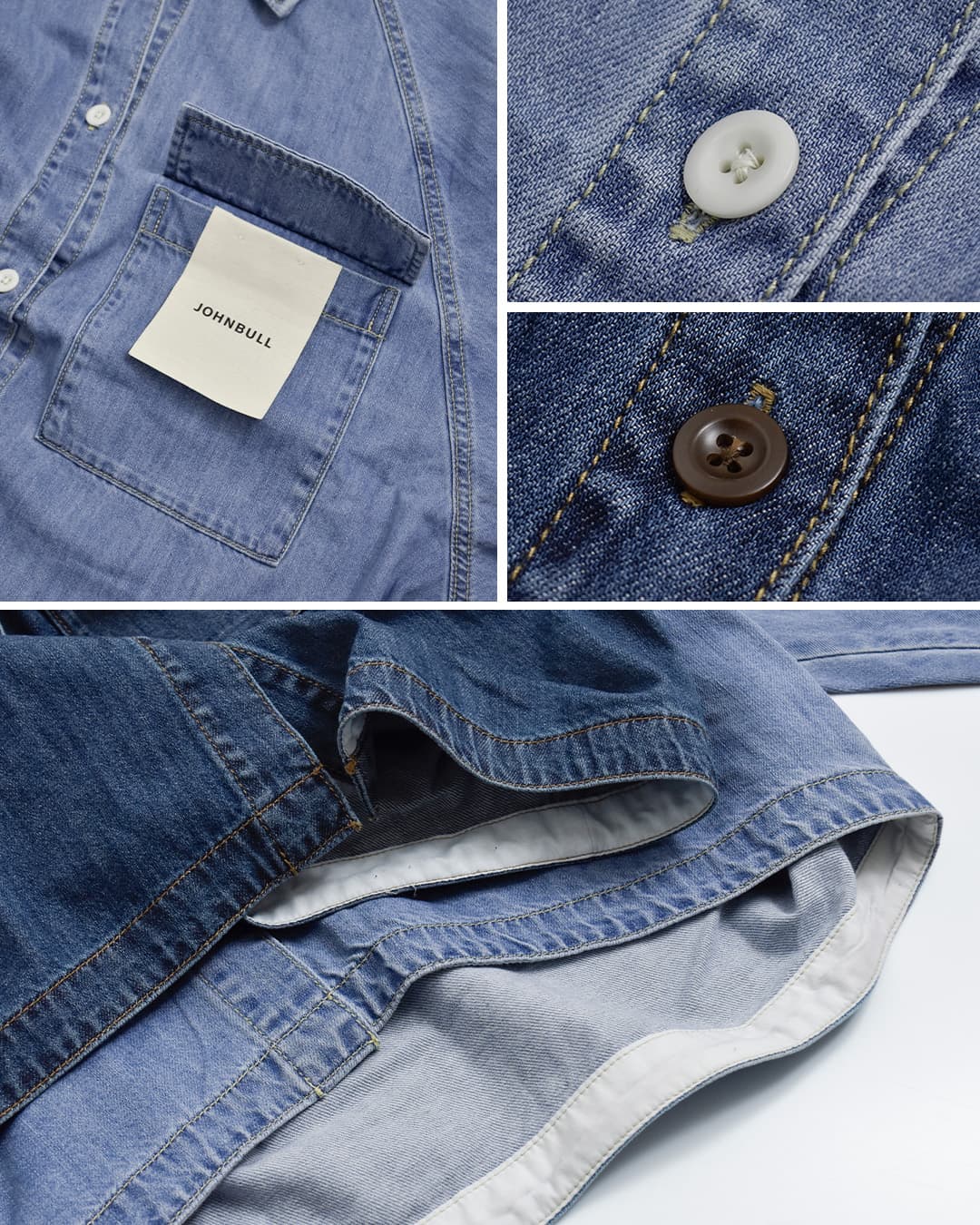 Johnbullコットン ライトデニム シャツブルゾン jl261s08
