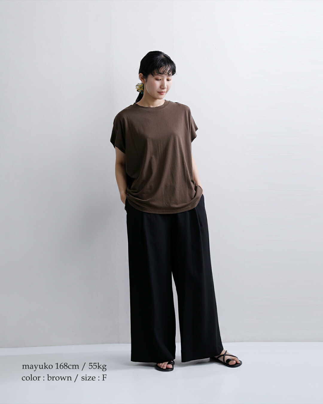 Johnbull(ジョンブル)コットン ミックス クルーネック フレンチスリーブ Tシャツ カットソー jl262c05