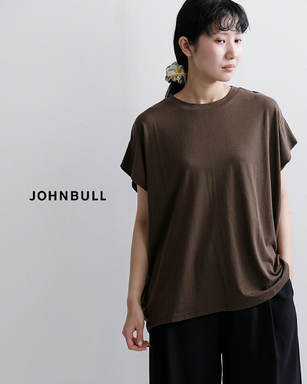 Johnbull(ジョンブル)コットン ミックス クルーネック フレンチスリーブ Tシャツ カットソー jl262c05