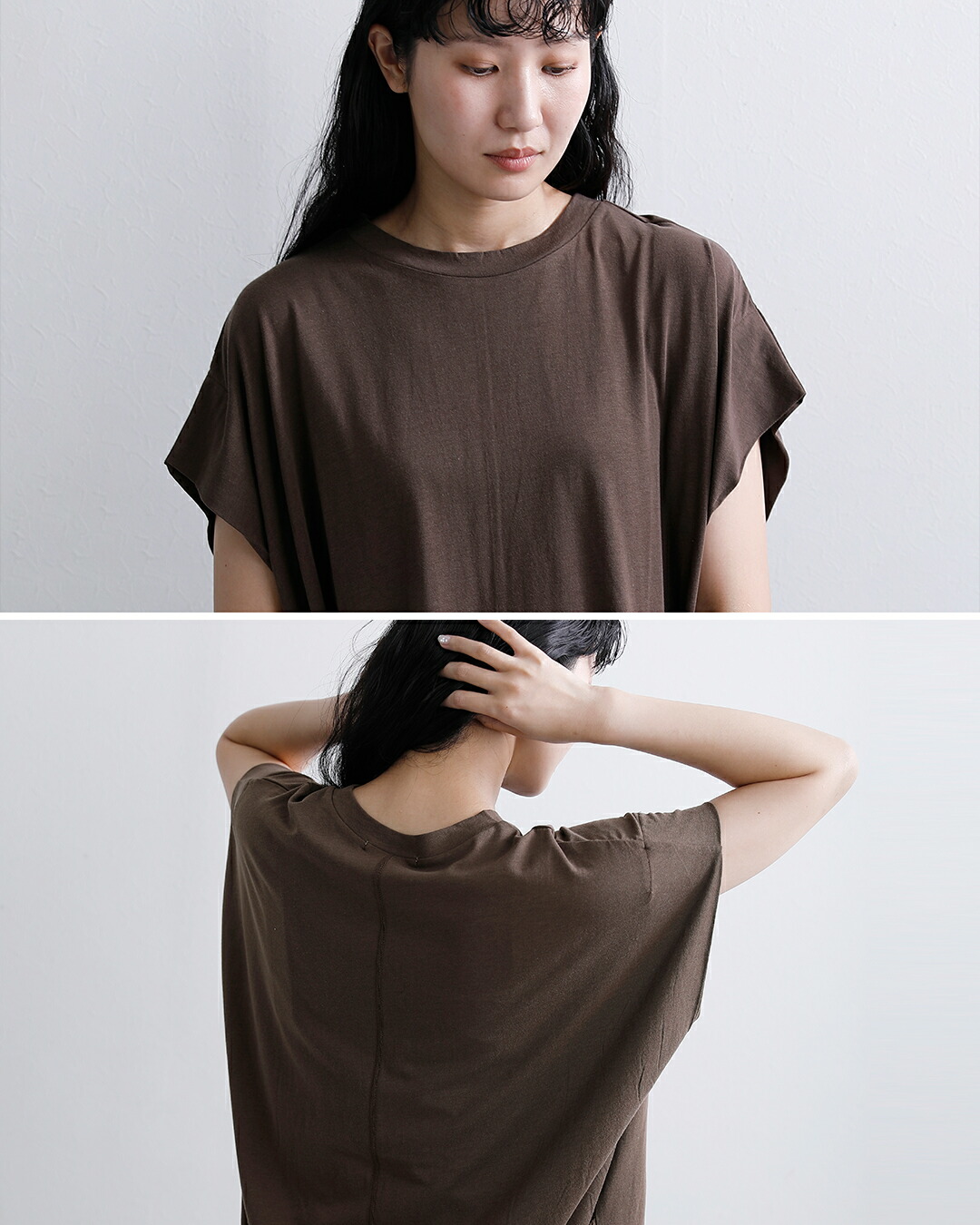 Johnbull(ジョンブル)コットン ミックス クルーネック フレンチスリーブ Tシャツ カットソー jl262c05