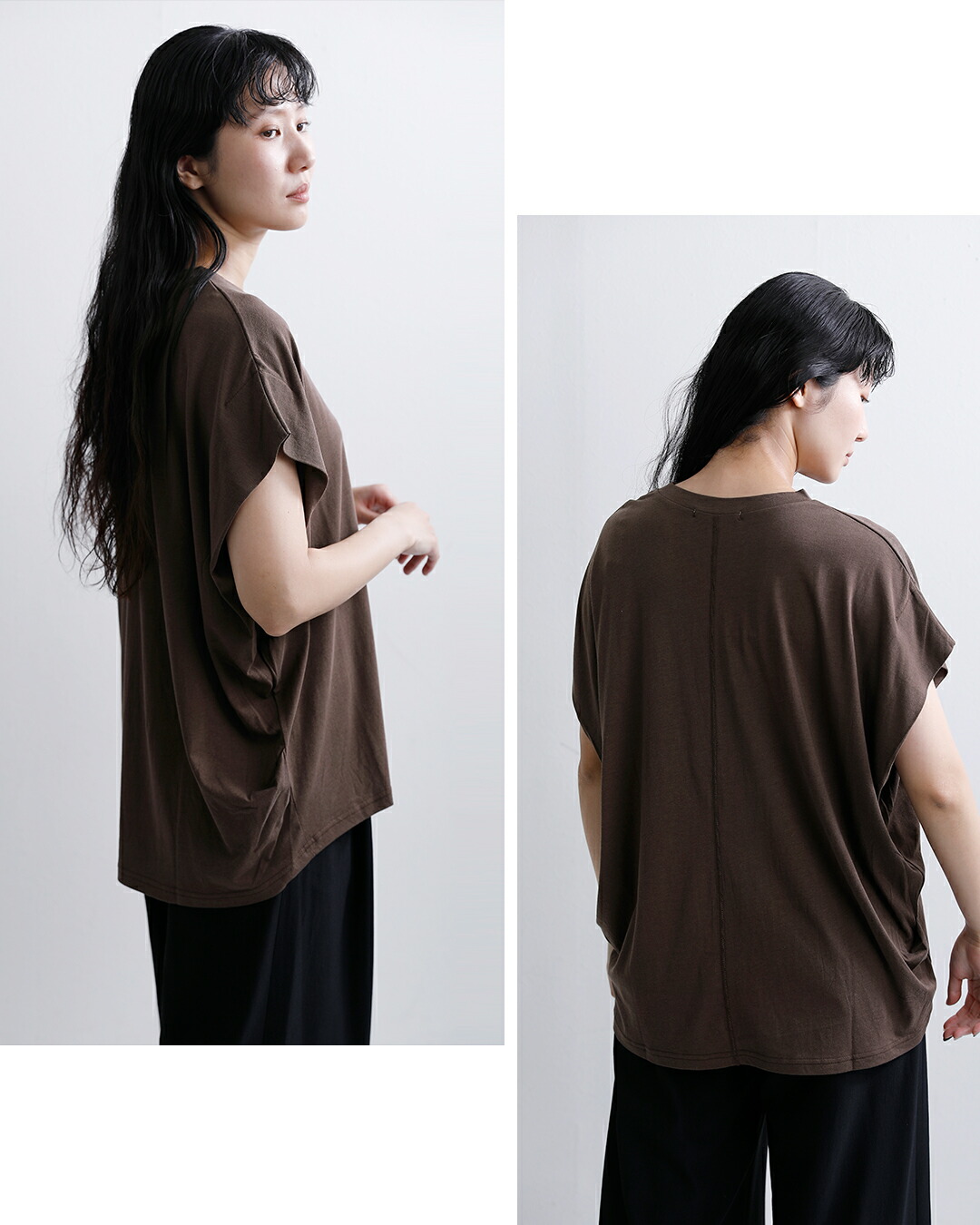 Johnbull(ジョンブル)コットン ミックス クルーネック フレンチスリーブ Tシャツ カットソー jl262c05