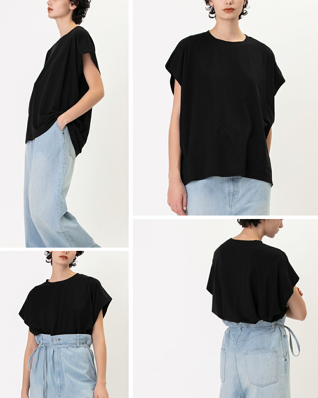 Johnbull(ジョンブル)コットン ミックス クルーネック フレンチスリーブ Tシャツ カットソー jl262c05