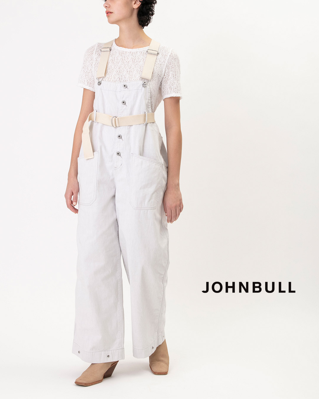 Johnbull8oz デニム ベルデッド デッキ オーバーオール jl262p15