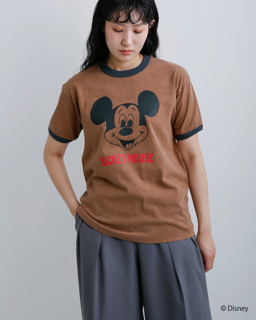 Johnbull(ジョンブル)コットン クルーネック ショート スリーブ Tシャツ カットソー“MICKEY MOUSE / RINGER T” jt262c16