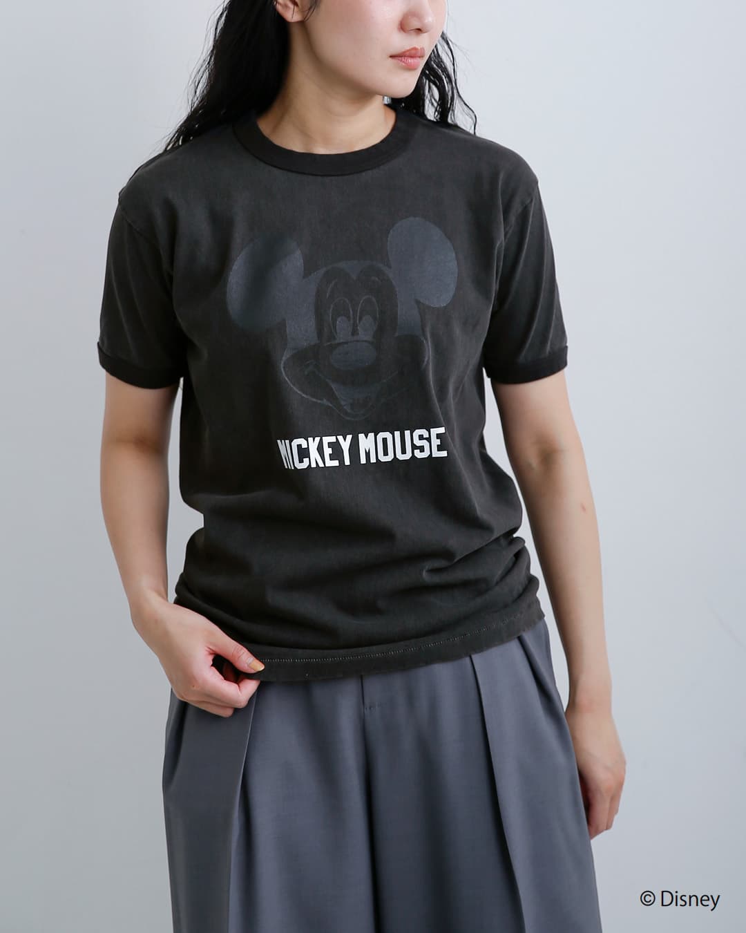 Johnbull(ジョンブル)コットン クルーネック ショート スリーブ Tシャツ カットソー“MICKEY MOUSE / RINGER T” jt262c16