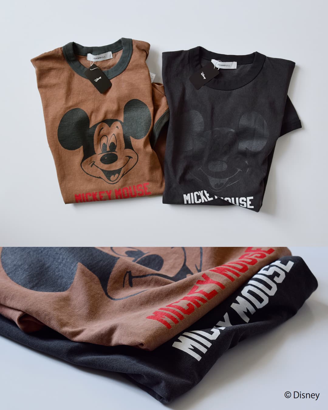 Johnbull(ジョンブル)コットン クルーネック ショート スリーブ Tシャツ カットソー“MICKEY MOUSE / RINGER T” jt262c16