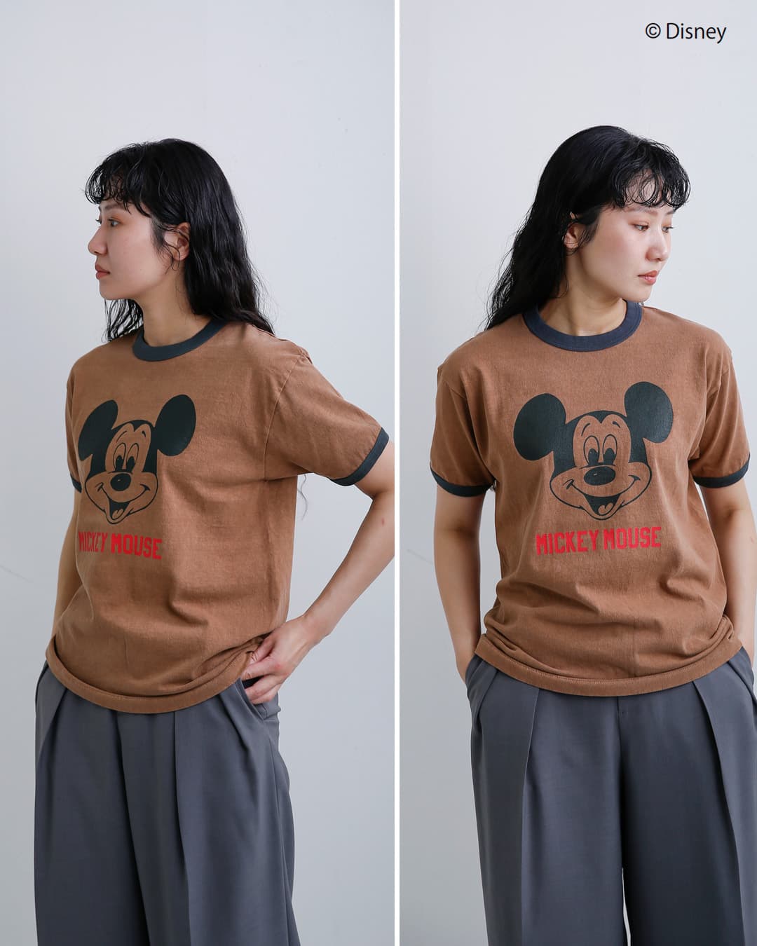 Johnbull(ジョンブル)コットン クルーネック ショート スリーブ Tシャツ カットソー“MICKEY MOUSE / RINGER T” jt262c16