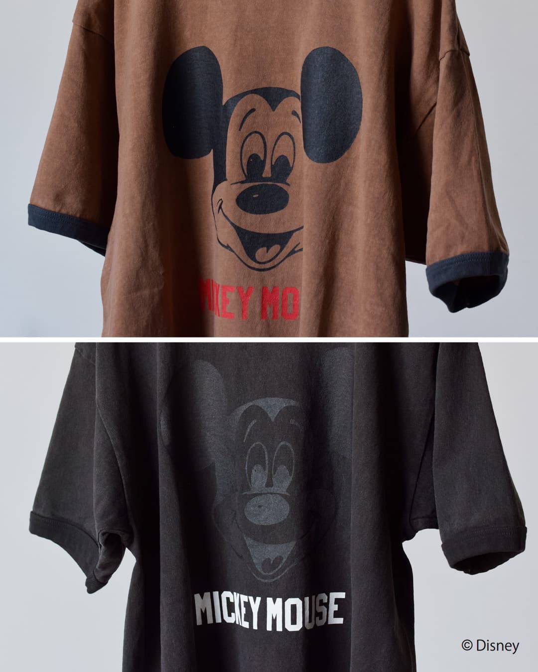 Johnbull(ジョンブル)コットン クルーネック ショート スリーブ Tシャツ カットソー“MICKEY MOUSE / RINGER T” jt262c16