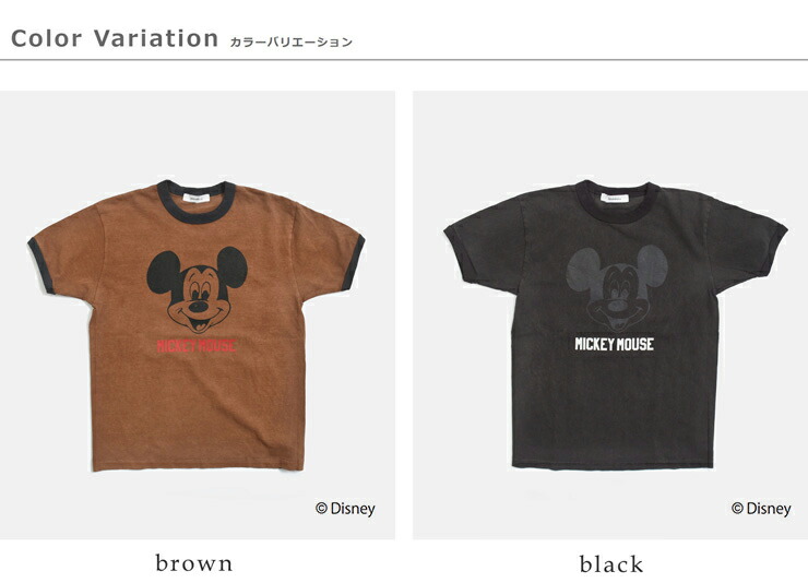 Johnbull(ジョンブル)コットン クルーネック ショート スリーブ Tシャツ カットソー“MICKEY MOUSE / RINGER T” jt262c16
