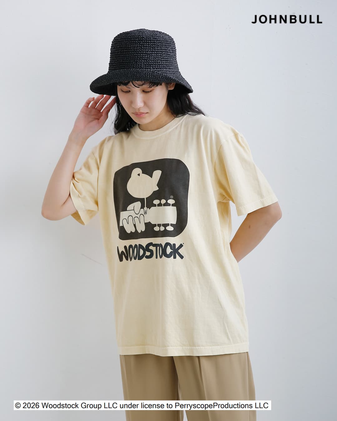 Johnbull(ジョンブル)コットン クルーネック ショート スリーブ Tシャツ カットソー “WOODSTOCK T” jt262c18