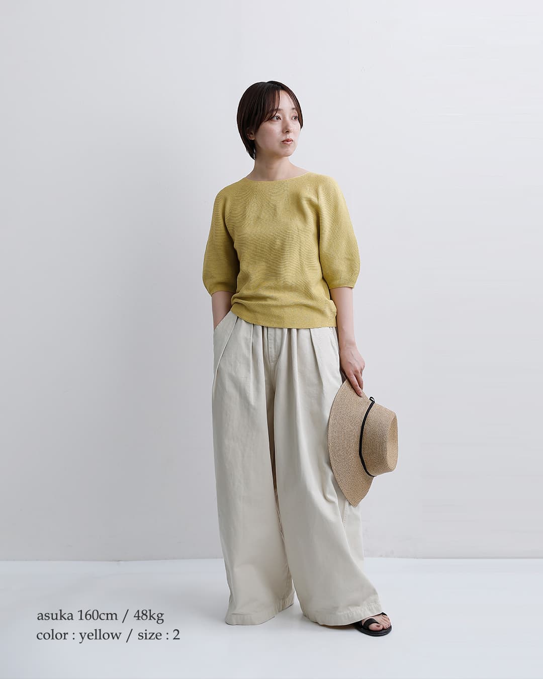 FACTORY(ファクトリー)和紙 コットン バルーン スリーブ セーター k-07