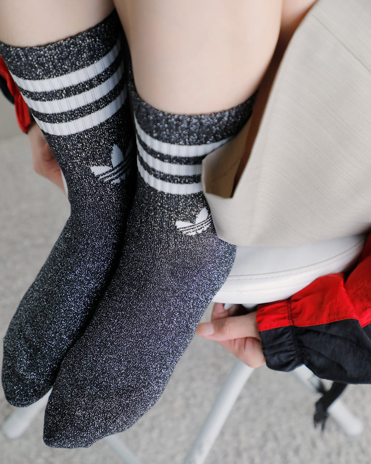 adidas Originals(アディダス オリジナルス)3ストライプスラメクルーソックス2足セット3STRIPESGLITTERCREWSOCKS2PAIRS ka985