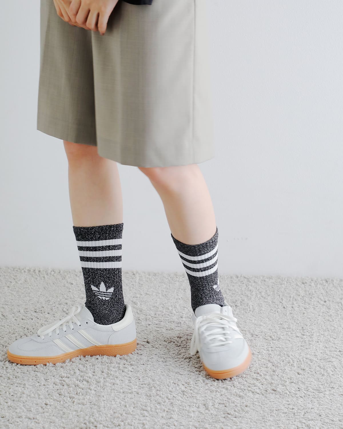 adidas Originals(アディダス オリジナルス)3ストライプスラメクルーソックス2足セット3STRIPESGLITTERCREWSOCKS2PAIRS ka985