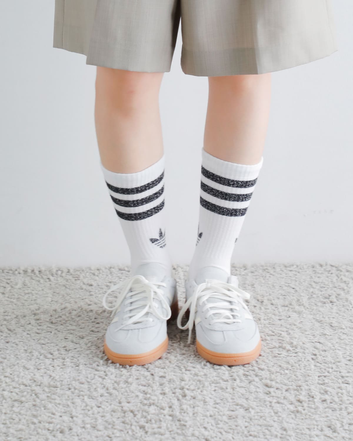 adidas Originals(アディダス オリジナルス)3ストライプスラメクルーソックス2足セット3STRIPESGLITTERCREWSOCKS2PAIRS ka985