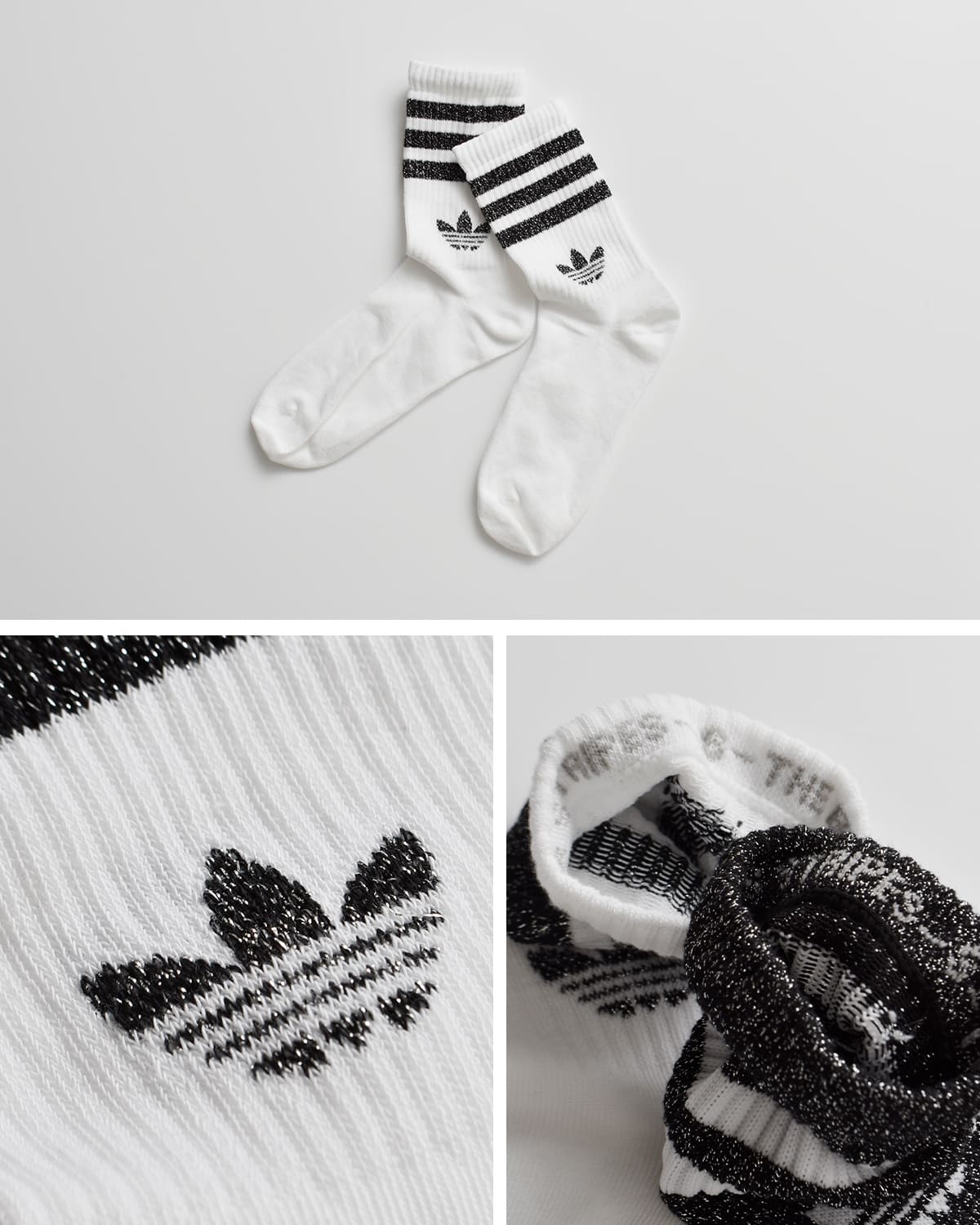 adidas Originals(アディダス オリジナルス)3ストライプスラメクルーソックス2足セット3STRIPESGLITTERCREWSOCKS2PAIRS ka985