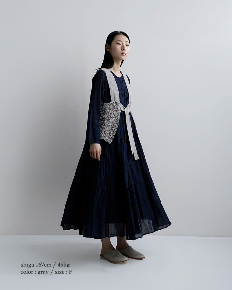 enrica(エンリカ)和紙ブレンド 2way レース柄 ニットベスト knit225