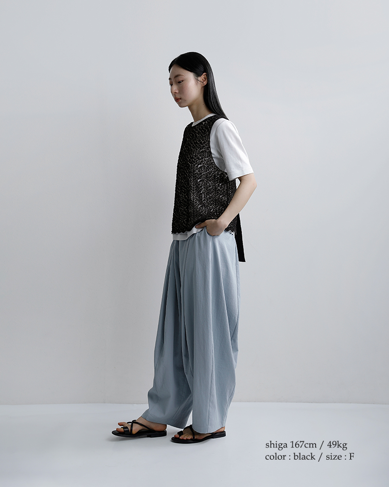 enrica(エンリカ)和紙ブレンド 2way レース柄 ニットベスト knit225