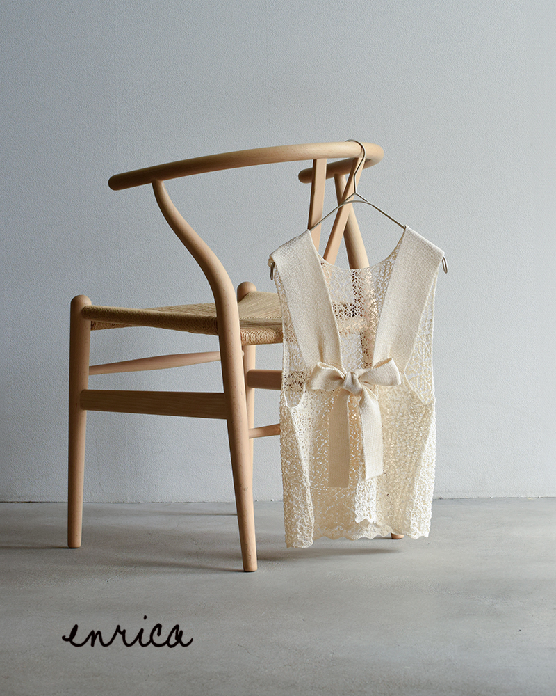 enrica(エンリカ)和紙ブレンド 2way レース柄 ニットベスト knit225