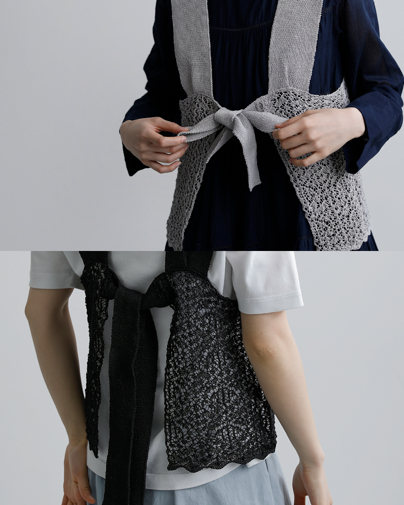 enrica(エンリカ)和紙ブレンド 2way レース柄 ニットベスト knit225