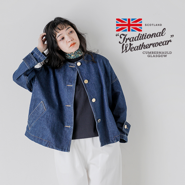 Traditional Weatherwear(トラディショナルウェザーウェア)マールトンノーカラーショートデニムコート“MALTONN/CSHORTDENIM”l251bbfco0469ej