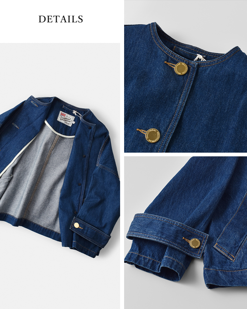 Traditional Weatherwear(トラディショナルウェザーウェア)マールトンノーカラーショートデニムコート“MALTONN/CSHORTDENIM”l251bbfco0469ej