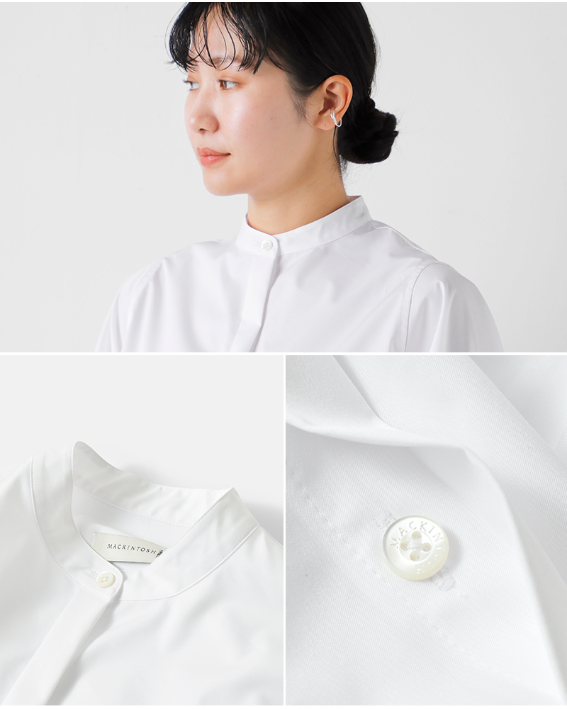 SI-HIRAI(スーヒライ)コットンツイルスタンドカラーシャツ“THORNHILL”l261hi1015shd