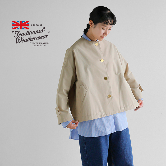 Traditional Weatherwear(トラディショナルウェザーウェア)TCウェザーロッキー撥水コットンライクマールトンノーカラーショートコート“MALTONN/CSHORT”l251kgfco0466ro
