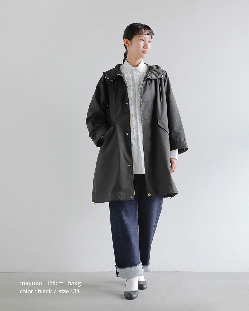 Traditional Weatherwear(トラディショナルウェザーウェア)撥水ライトウェイトタフタセルジーフードロングコート“SELSEY”l261kgfco0539e