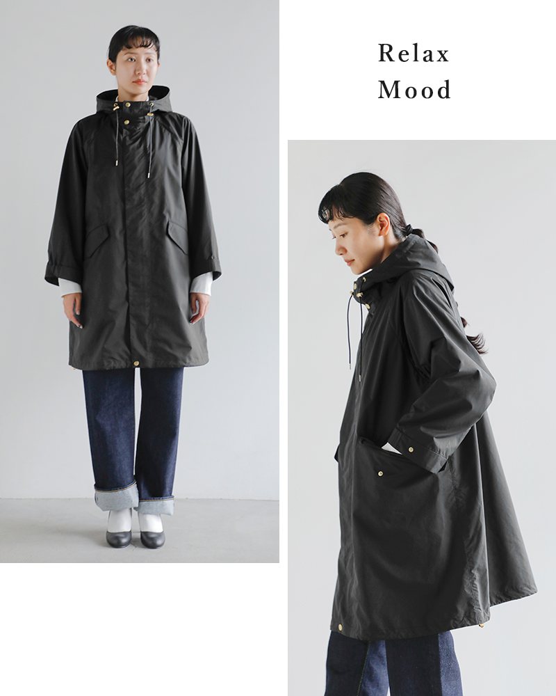 Traditional Weatherwear(トラディショナルウェザーウェア)撥水ライトウェイトタフタセルジーフードロングコート“SELSEY”l261kgfco0539e