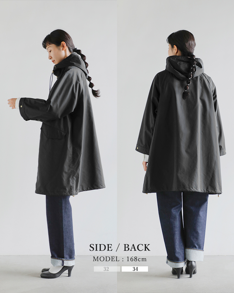 Traditional Weatherwear(トラディショナルウェザーウェア)撥水ライトウェイトタフタセルジーフードロングコート“SELSEY”l261kgfco0539e