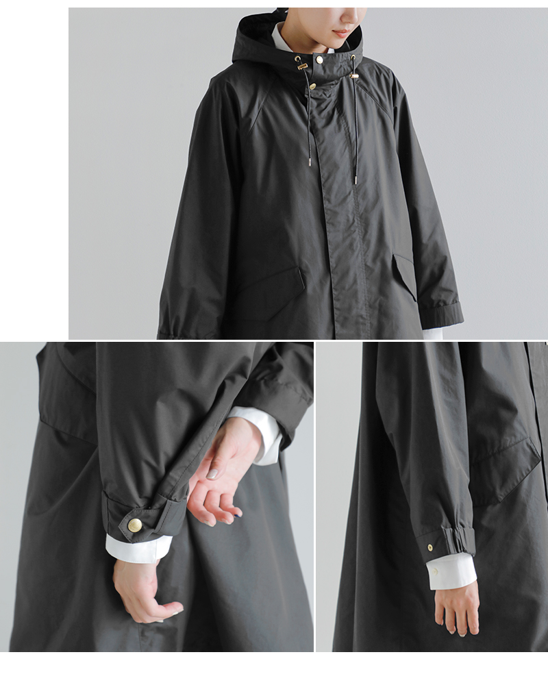 Traditional Weatherwear(トラディショナルウェザーウェア)撥水ライトウェイトタフタセルジーフードロングコート“SELSEY”l261kgfco0539e