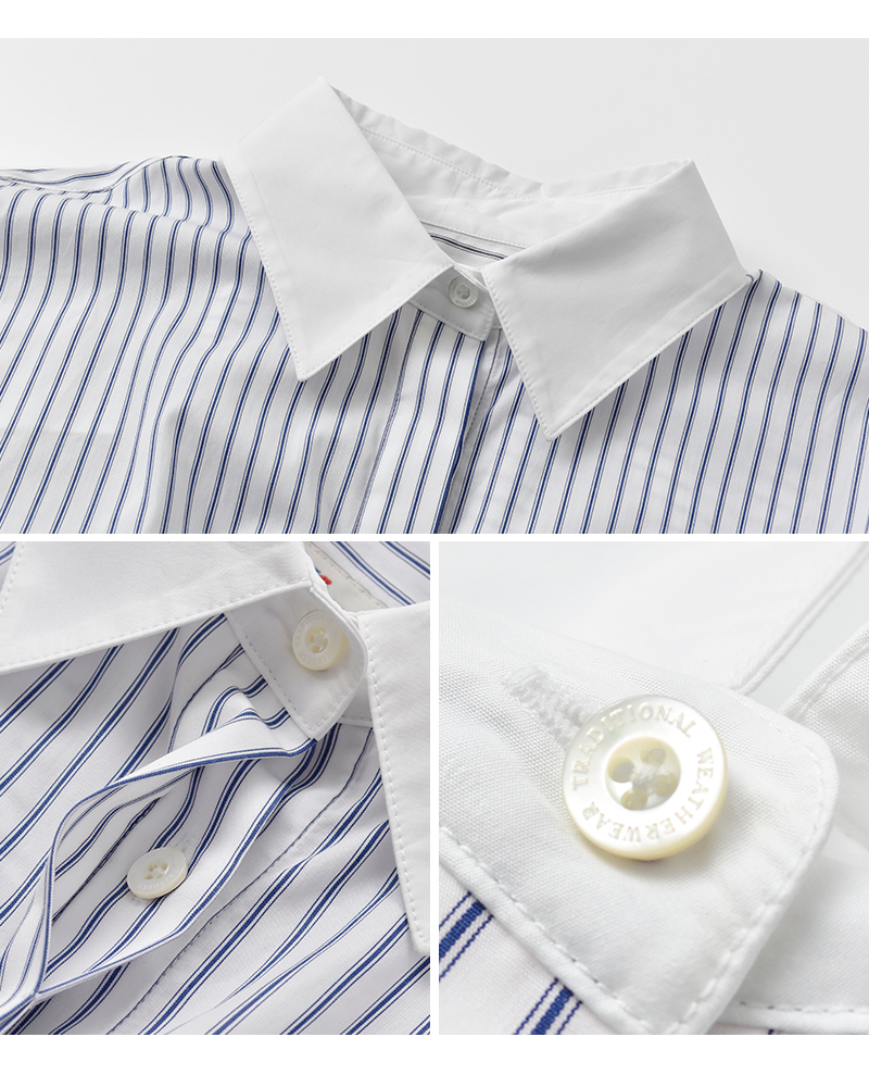 Traditional Weatherwear(トラディショナルウェザーウェア)ハイカウントポプリンストライプグレイスロングスリーブフライフロントシャツ“GRAYS”l261kgfsh0316ty