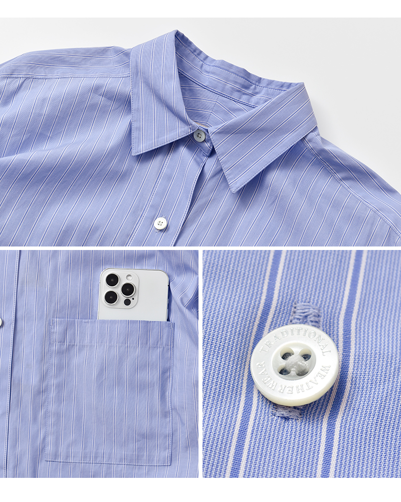 Traditional Weatherwear(トラディショナルウェザーウェア)ハイカウントポプリンストライプランコーンロングスリーブシャツ“RUNCORN”l261kgfsh0328ty