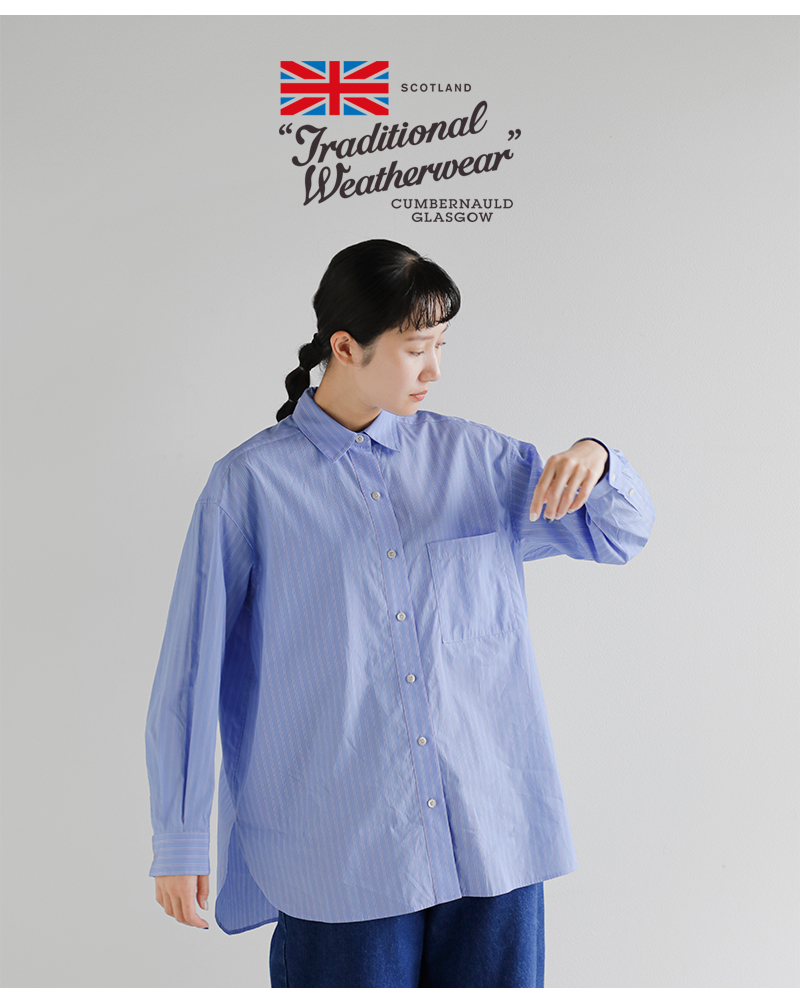 Traditional Weatherwear(トラディショナルウェザーウェア)ハイカウントポプリンストライプランコーンロングスリーブシャツ“RUNCORN”l261kgfsh0328ty