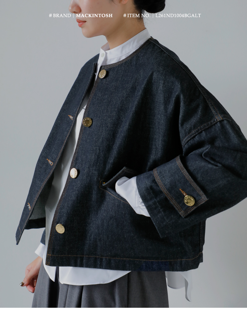 MACKINTOSH(マッキントッシュ)ハンビーノーカラーショートデニムジャケット“HUMBIENOCOLLARSHDNMJKMB”l261nd1004bgalt