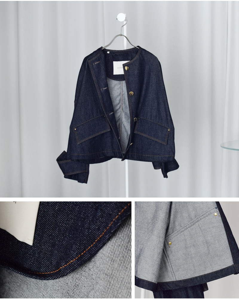 MACKINTOSH(マッキントッシュ)ハンビーノーカラーショートデニムジャケット“HUMBIENOCOLLARSHDNMJKMB”l261nd1004bgalt