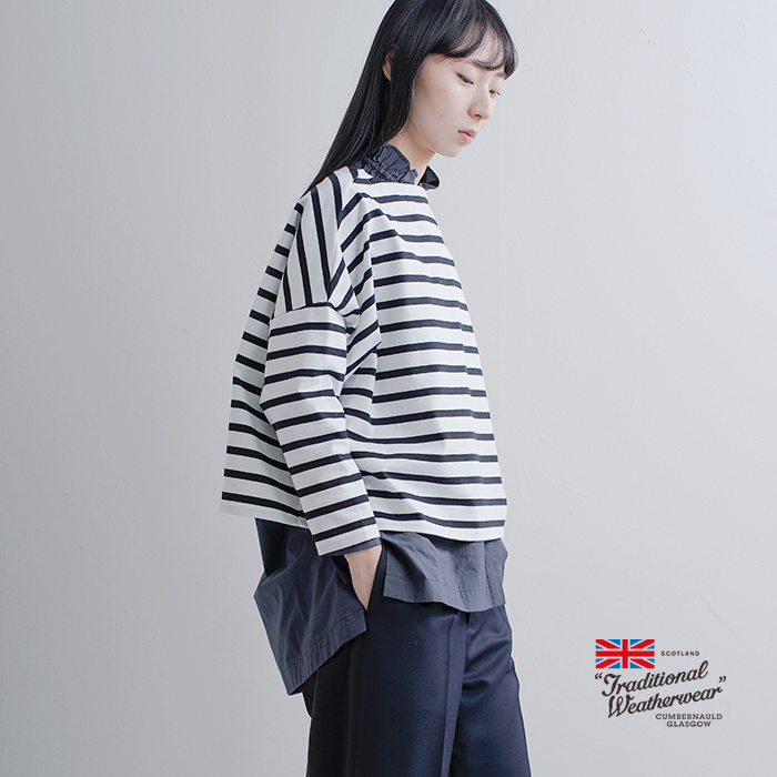 Traditional Weatherwear(トラディショナルウェザーウェア)コットン天竺ボーダーロングスリーブBMBシャツ“LYNE”l261osjpo0344ja