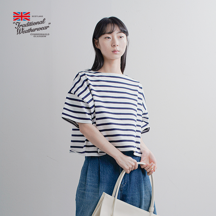 Traditional Weatherwear(トラディショナルウェザーウェア)コットン天竺ボーダーワイドショートスリーブBMBシャツ“LYNESHORTSLEEVE”l261osjpo0349ja