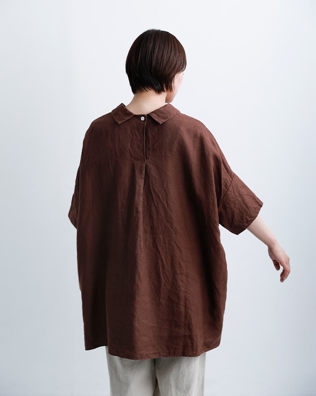 Laboratoryラミーリネン ワイド シャツ チュニック ブラウス “ORDINARY WIDE SHIRT TUNIC BLOUSE” la465