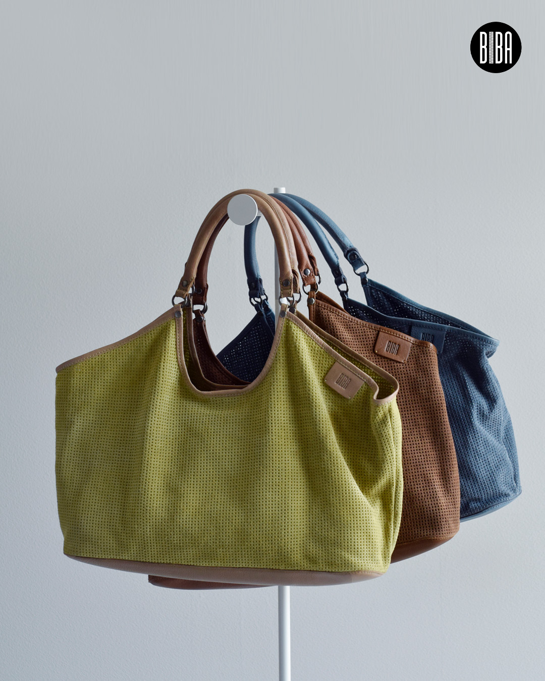 BIBA(ビバ)レーザーカット カウレザースエード ドリル ショッパーバッグ “LATAH” lah1l