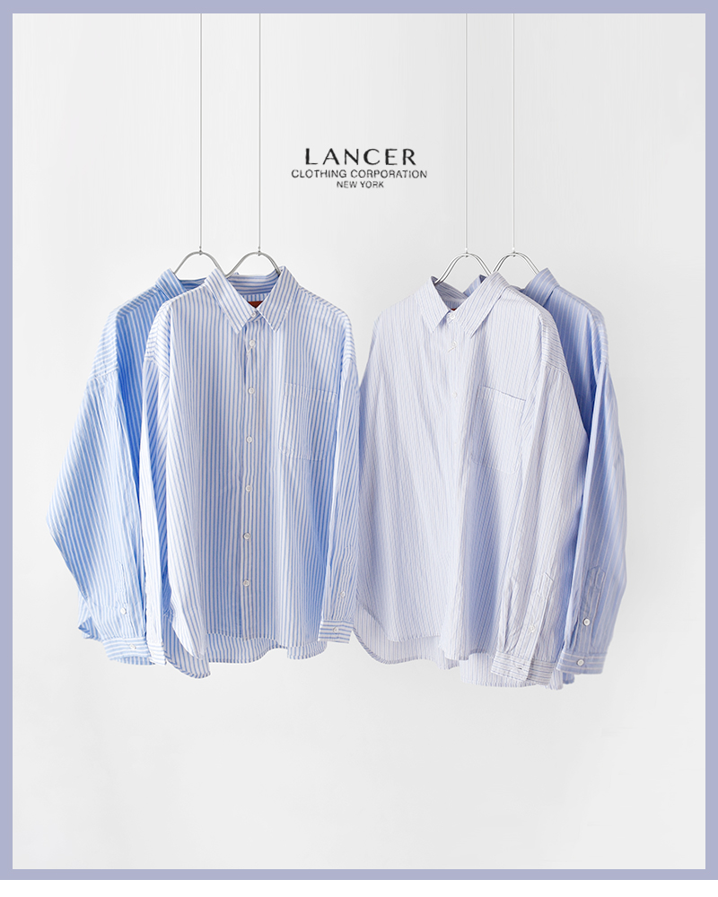 LANCER CLOTHING CORPORATION(ランサークロージングコーポレーション)コットンストライプレギュラーシャツlcmd-170