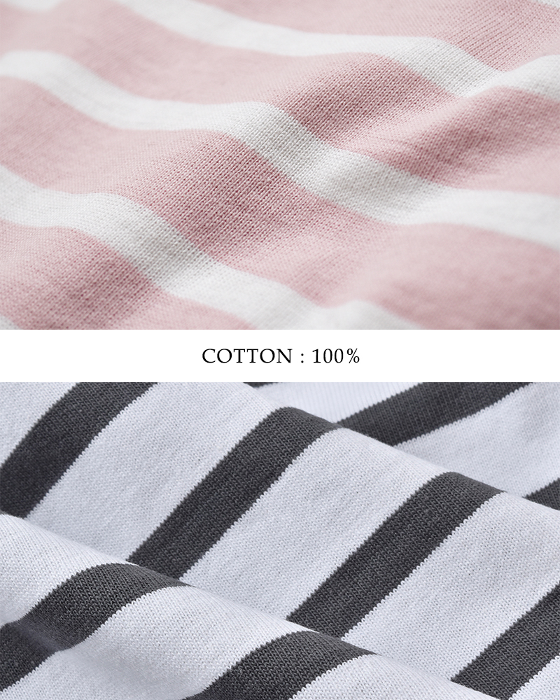 Le minor(ルミノア)薄手コットンボーダー9分袖ボートネックプルオーバーlef995025