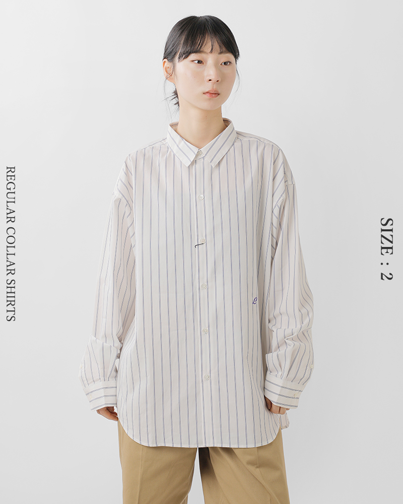 LENO(���m)�I�[�K�j�b�N�R�b�g���X�g���C�v���M�����[�J���[�V���cREGULARCOLLARSHIRTSleno-sh003