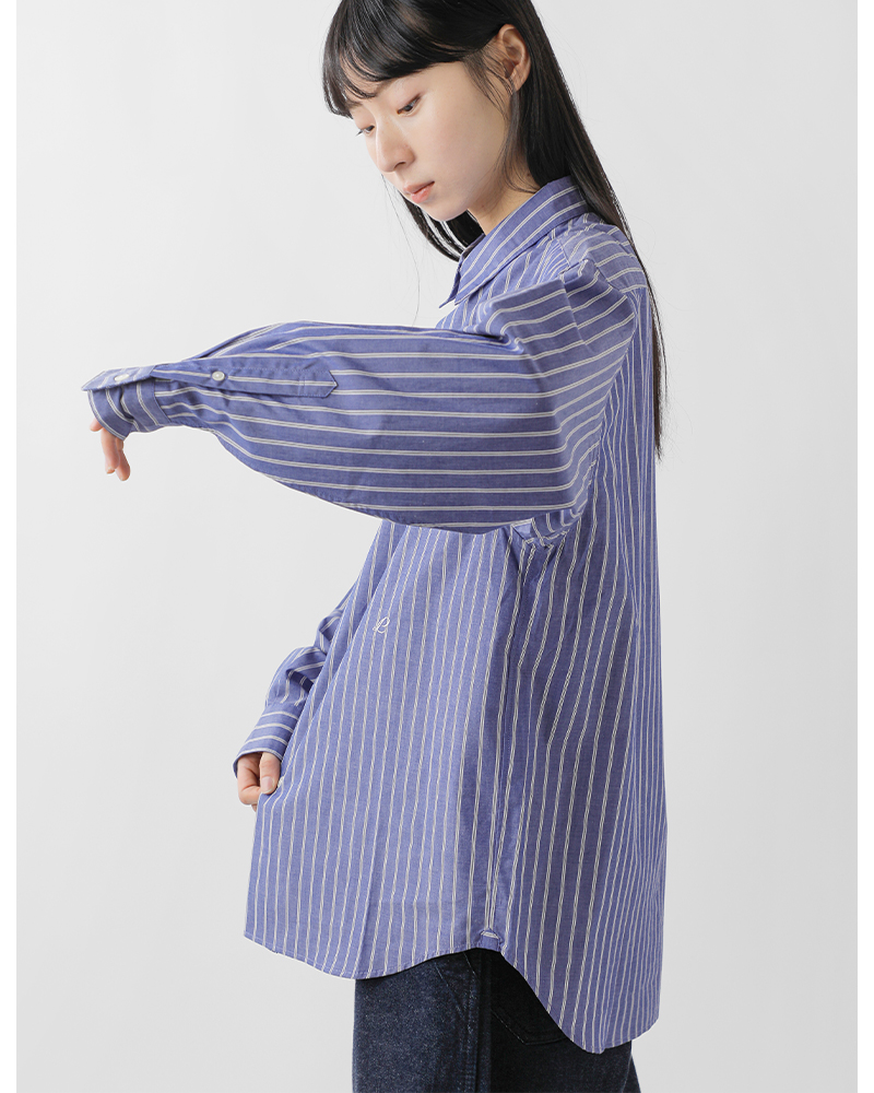 LENO(���m)�I�[�K�j�b�N�R�b�g���X�g���C�v���M�����[�J���[�V���cREGULARCOLLARSHIRTSleno-sh003