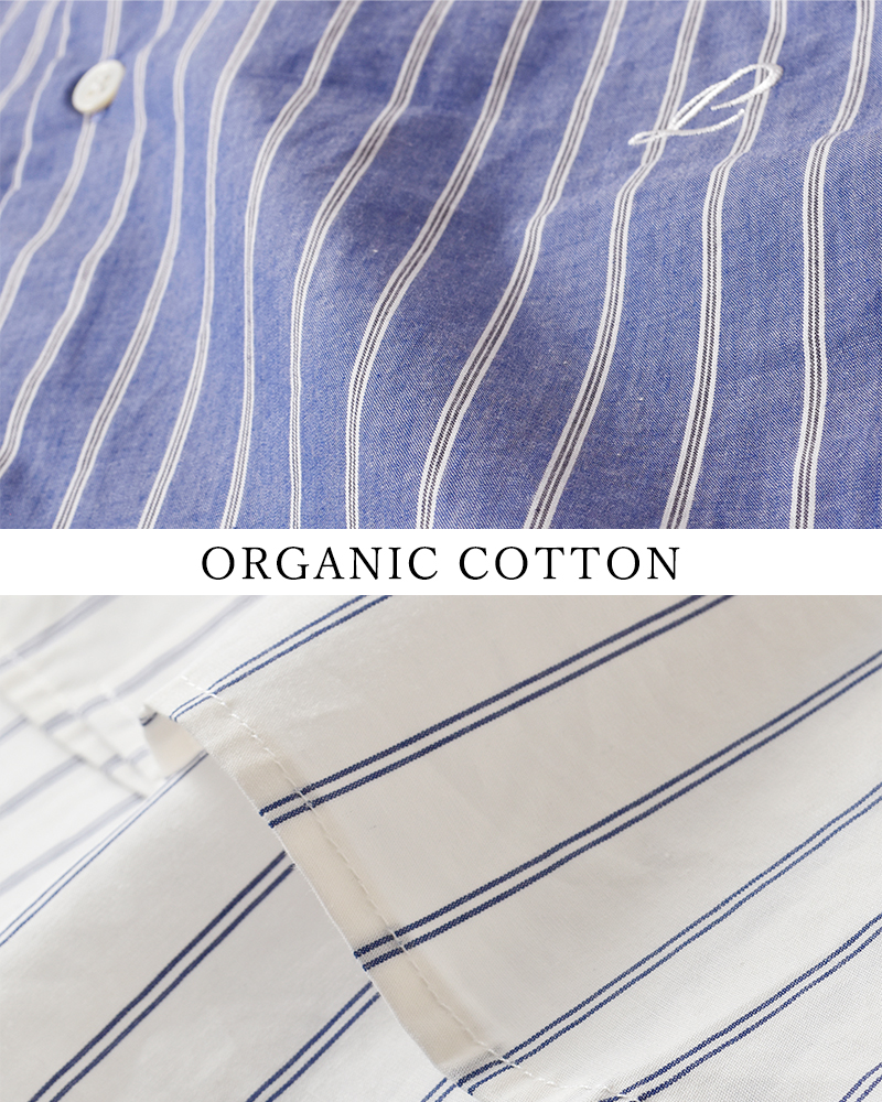 LENO(���m)�I�[�K�j�b�N�R�b�g���X�g���C�v���M�����[�J���[�V���cREGULARCOLLARSHIRTSleno-sh003