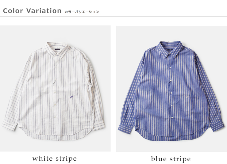LENO(���m)�I�[�K�j�b�N�R�b�g���X�g���C�v���M�����[�J���[�V���cREGULARCOLLARSHIRTSleno-sh003