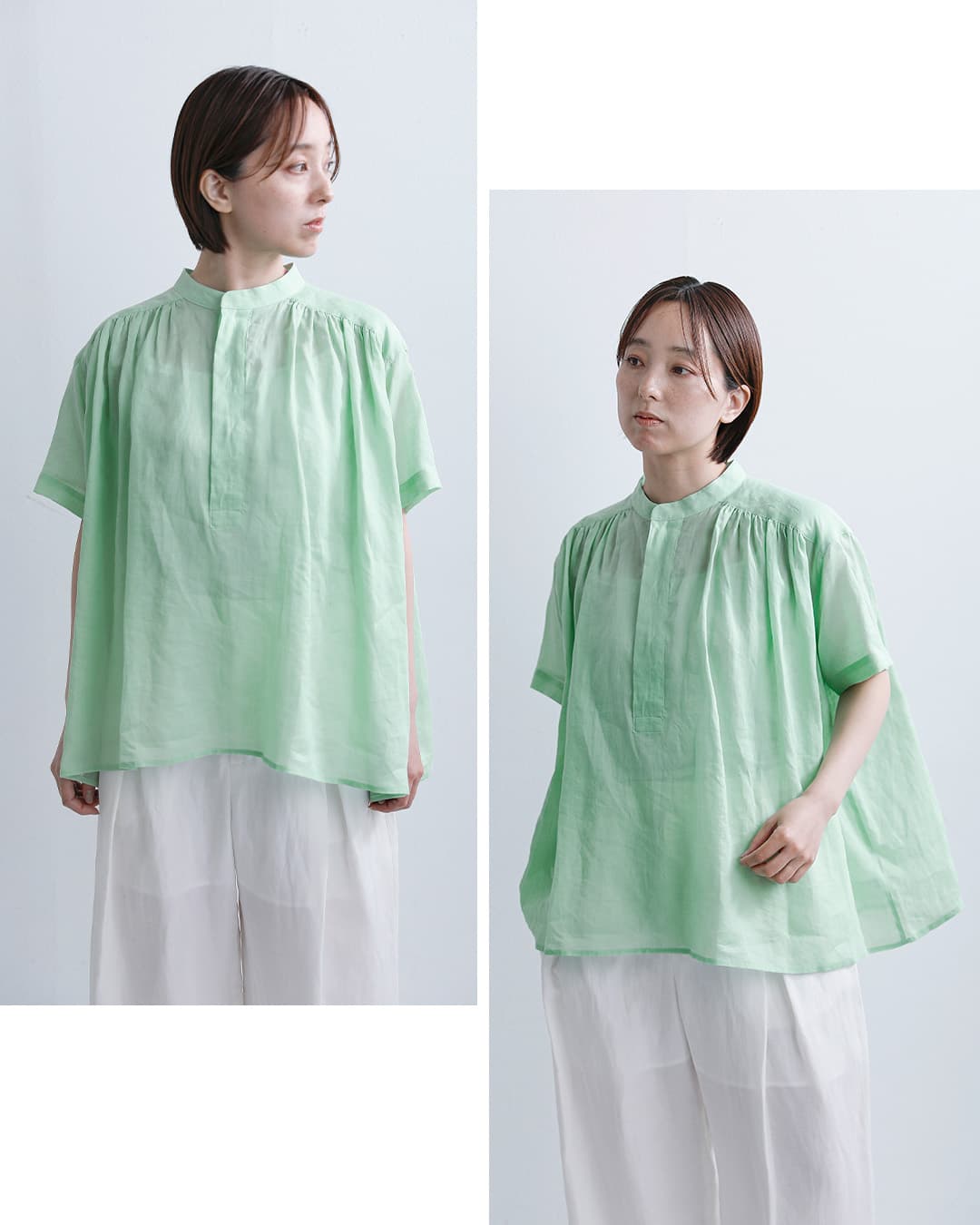 Le Glazikラミーシアー ギャザー 半袖シャツ lg-b0381rat