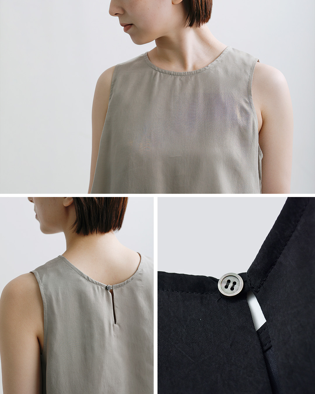 Le Glazikピーチタッチ フレア ノースリーブブラウス lg-b0466cup